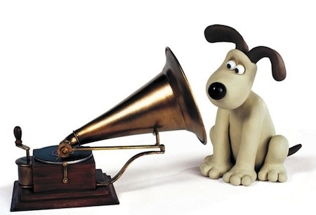 Gromit getting instructions from His Master's Voice