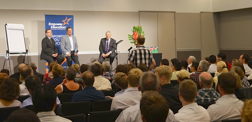 Tony Steindle, Mark Withers and Olly Newland speaking at Empower Education's MARKET UPDATE 2013 — 20 March. (click to enlarge)