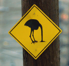 ostrich head in sand sign