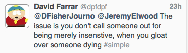 Farrar re Elwood gloat