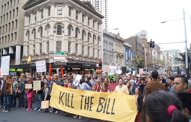 click to see other photos of the anti GCSB Bill march in Auckland 27 July 2013