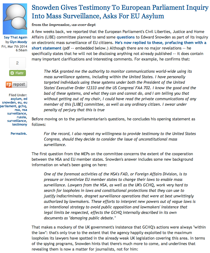 Click to read Glyn Moody's article at TechDirt