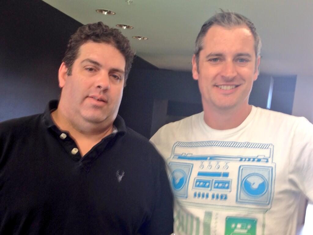 Media barons in their own lunchbox, Cameron Slater and Regan Cunliffe (pic: Rachel Glancing)